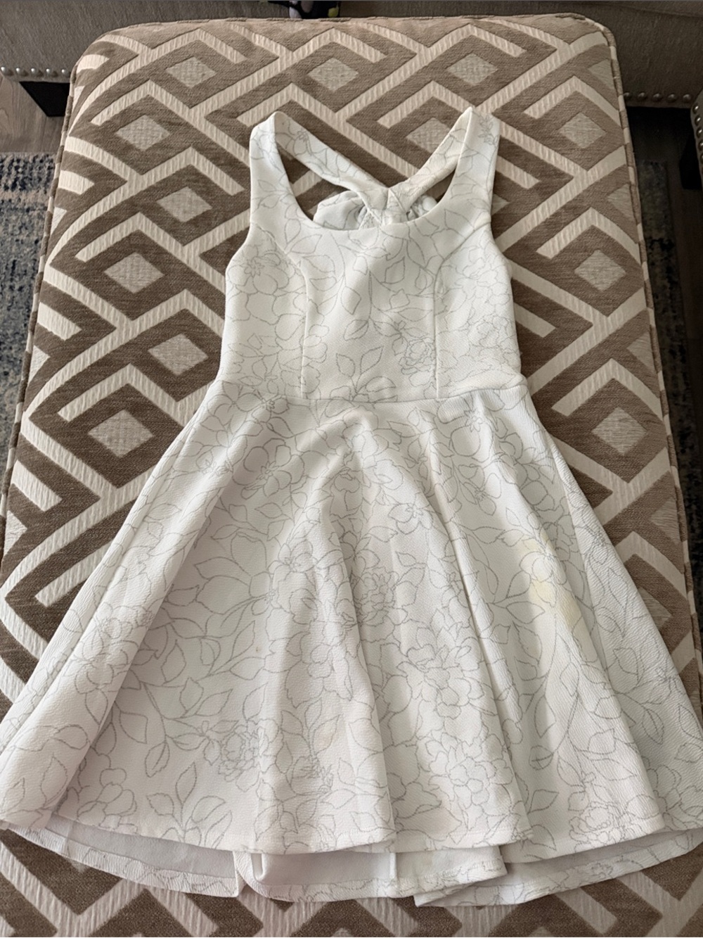 White Floral Fit-and-Flare Dress